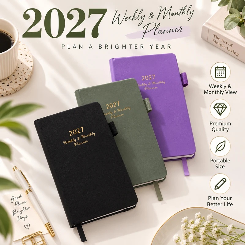 Leather Work Diary Covers - 2027 Wekelijkse & Maandelijkse Planner, Agenda