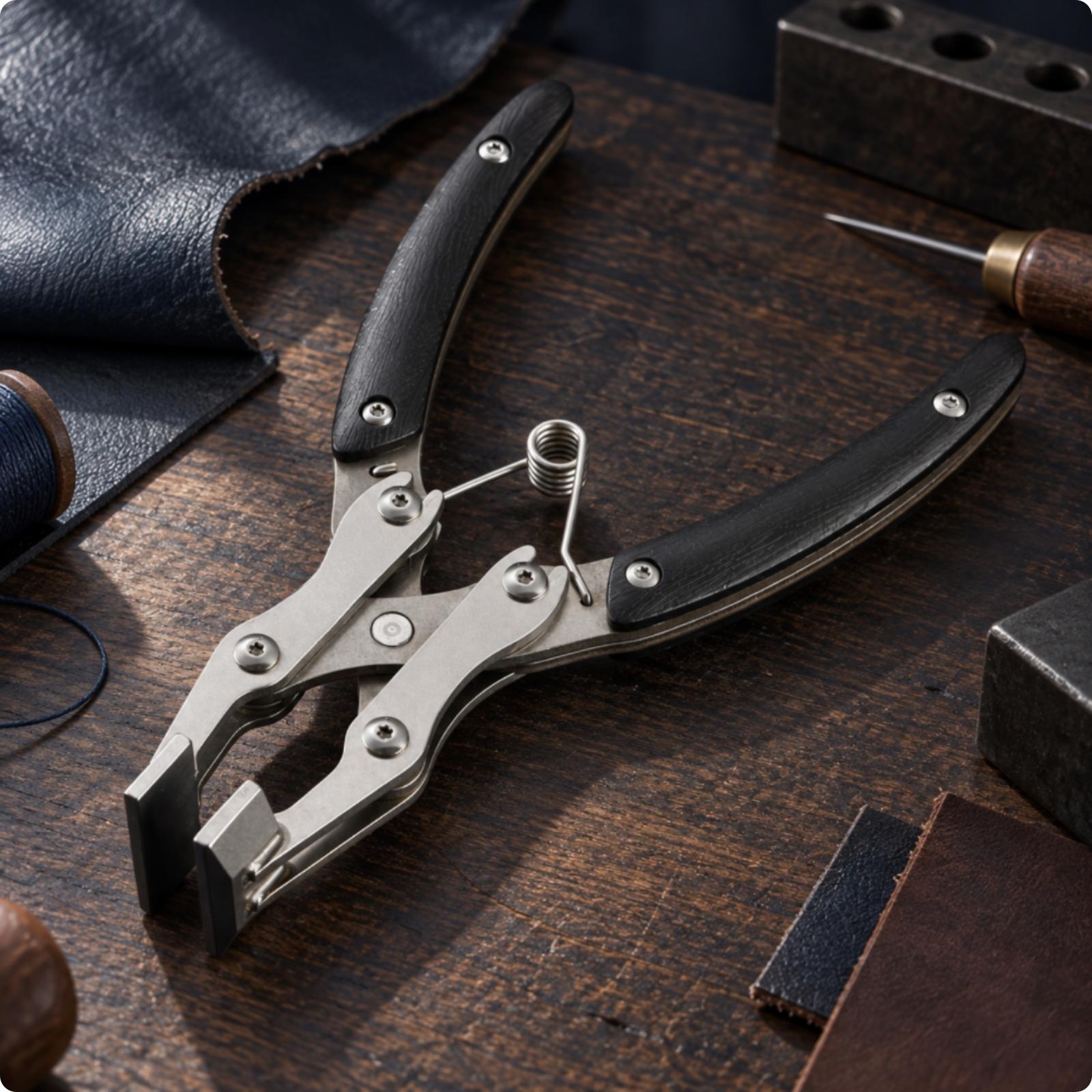Professionele lederen randtang - Leatherwork Hand Press recensie en prijs
