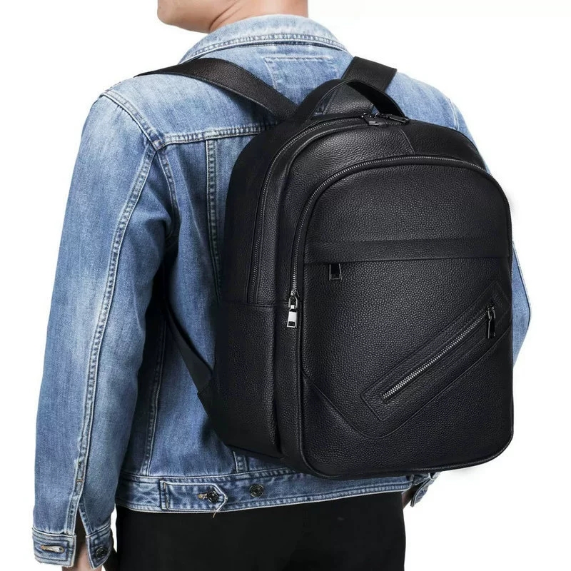 Zwarte Echt Lederen Laptop Rug - Leather Work Rucksack Mens recensie en prijs